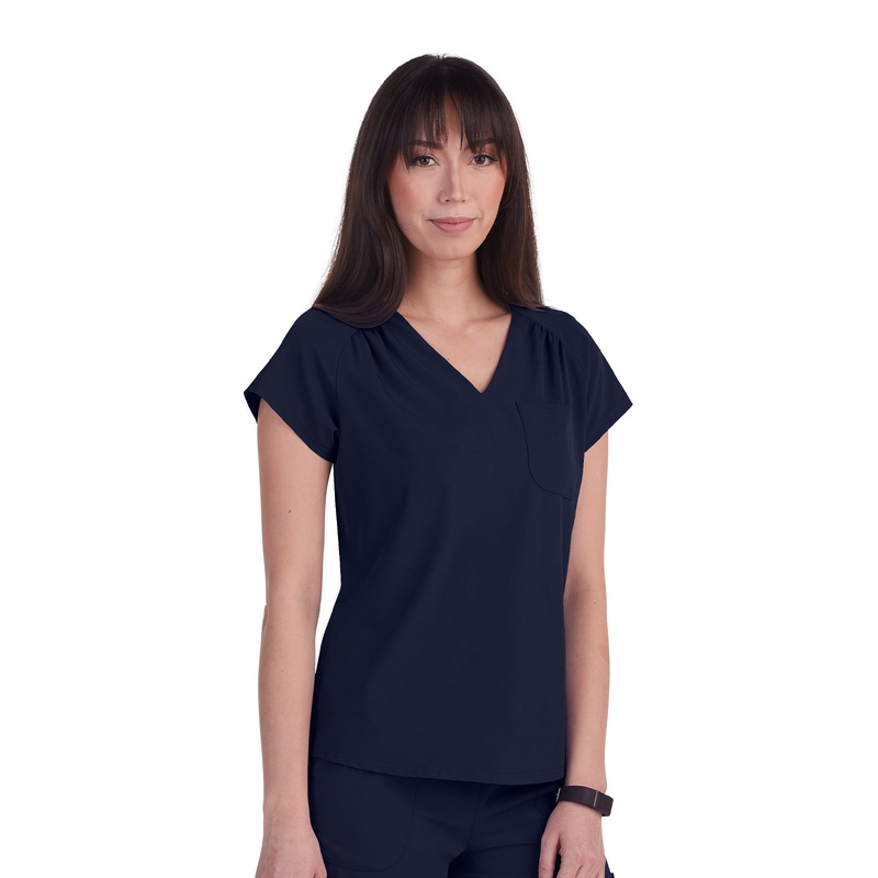 Women's 1-Pocket Heart-Shaped Neckline Eco-Friendly Kailani Top - 1118 - Navy