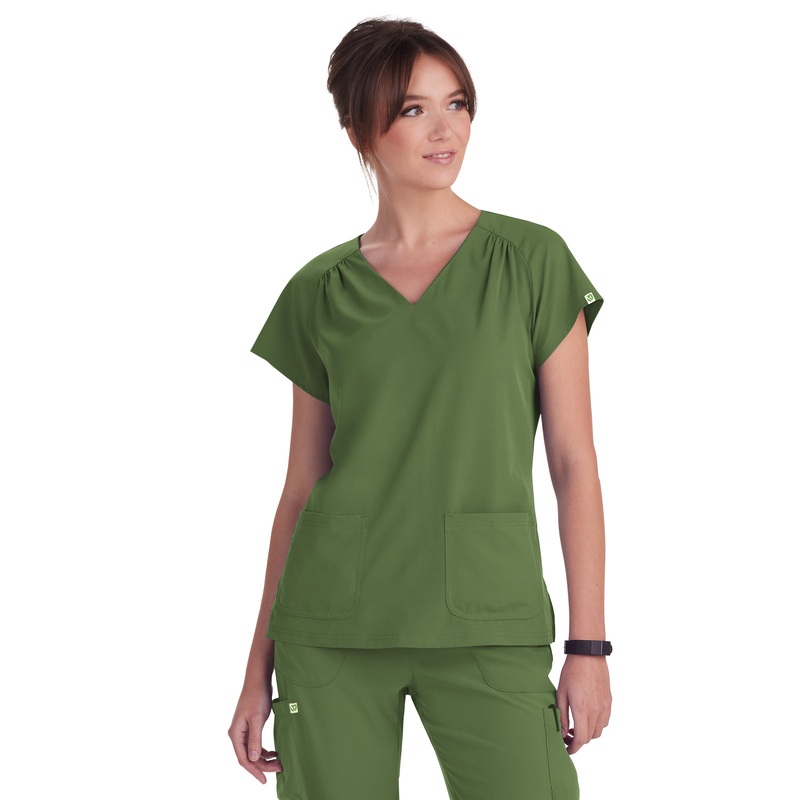 Women's Heart-Shaped Neckline Meadow Top - 1120 - Martini Olive