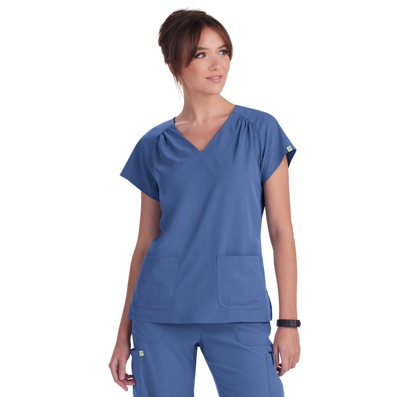 Women's Heart-Shaped Neckline Meadow Top - 1120 - Slate Blue