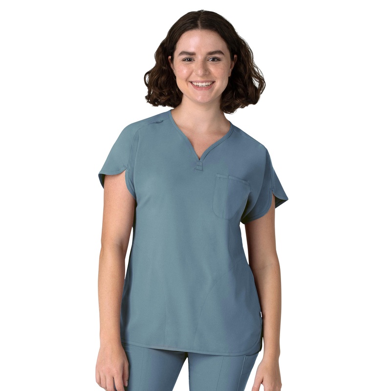 Women's Three-Pocket Y-Neck Dolman Top - 6634 - Elemental Blue