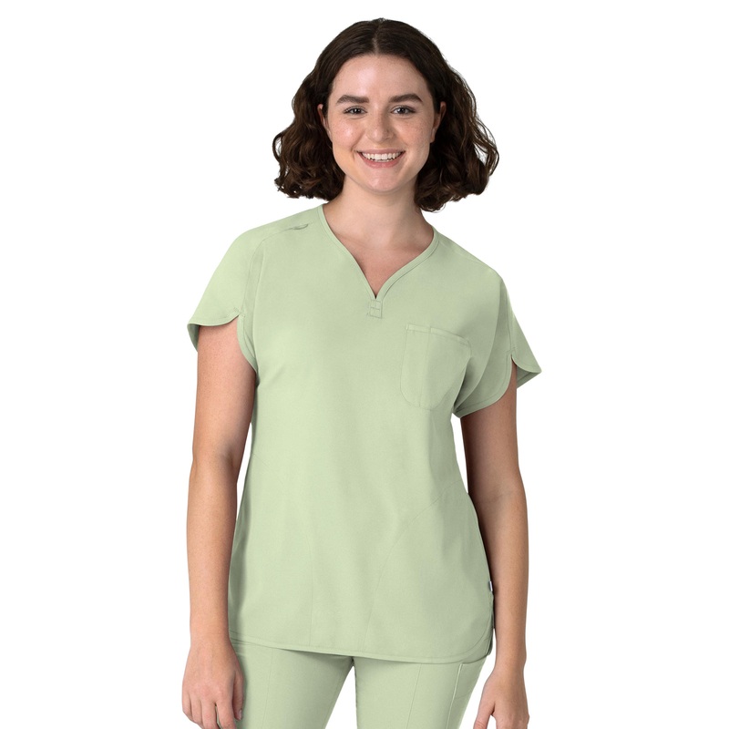 Women's Three-Pocket Y-Neck Dolman Top - 6634 - Fresh Mint