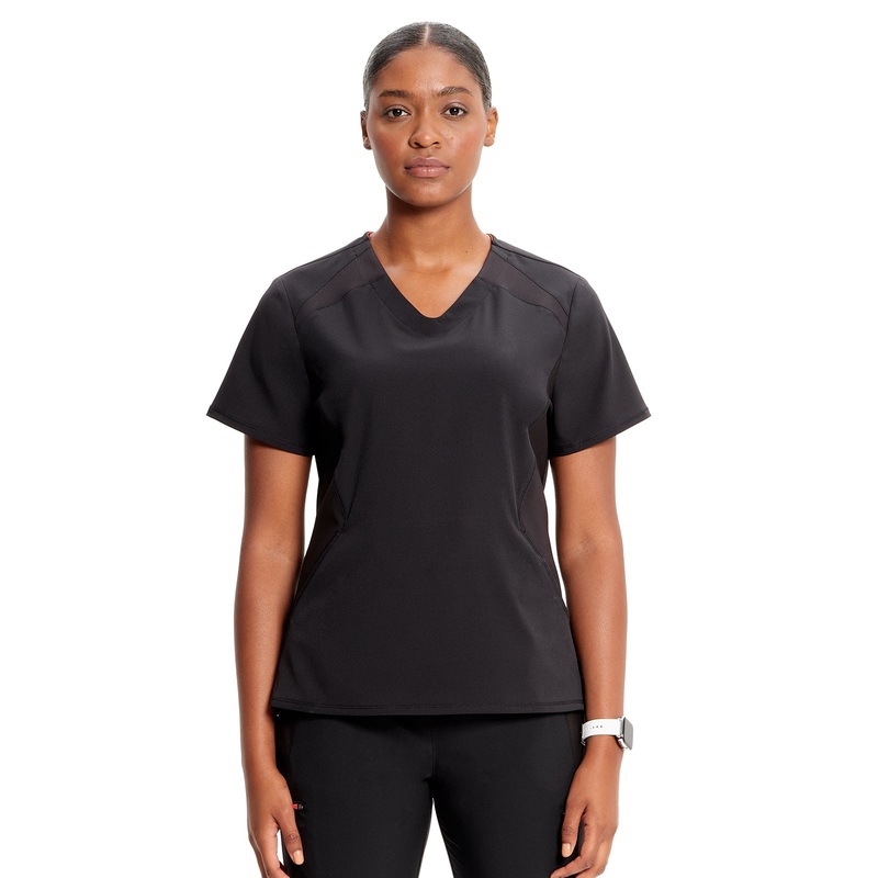 Women's V-Neck Top - IN620A - Black