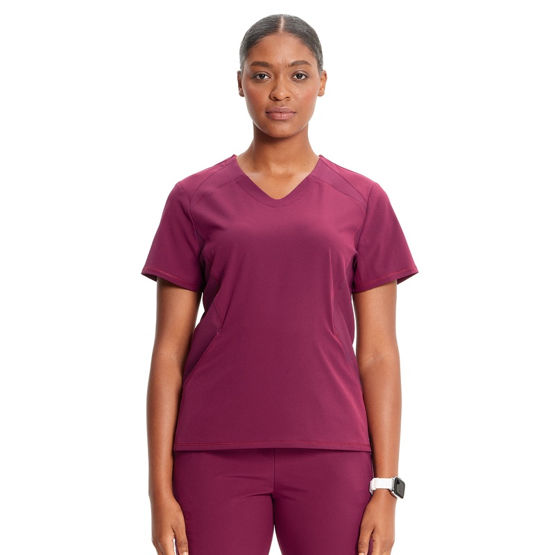 Women's V-Neck Top - IN620A - Wine