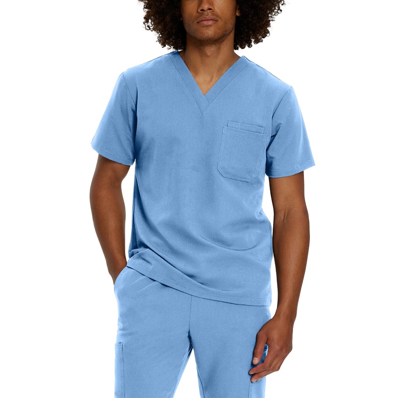 Men's 2-Pocket Tuckable V-Neck Top - 2206 - Ceil Blue
