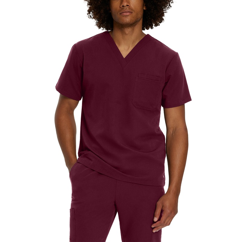 Men's 2-Pocket Tuckable V-Neck Top - 2206 - Wine (Burgundy)