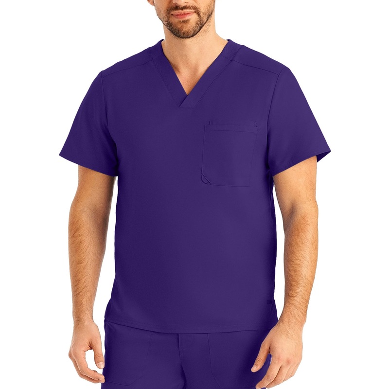 Men's 2-Pocket Tuckable V-Neck Top - LT108 - Grape