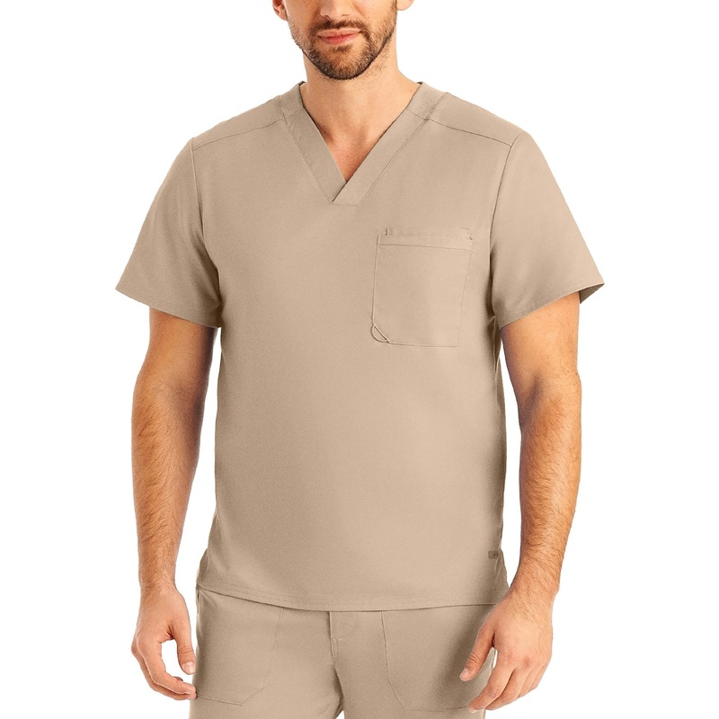 Men's 2-Pocket Tuckable V-Neck Top - LT108 - Sandstone