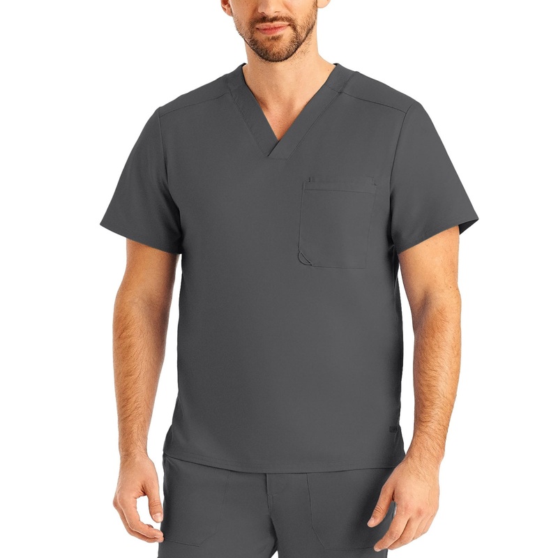 Men's 2-Pocket Tuckable V-Neck Top - LT108 - Steel