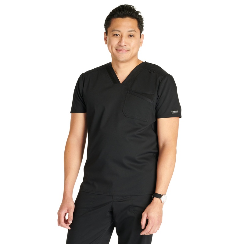 Men's 2-Pocket V-Neck Top - WW751 - Black