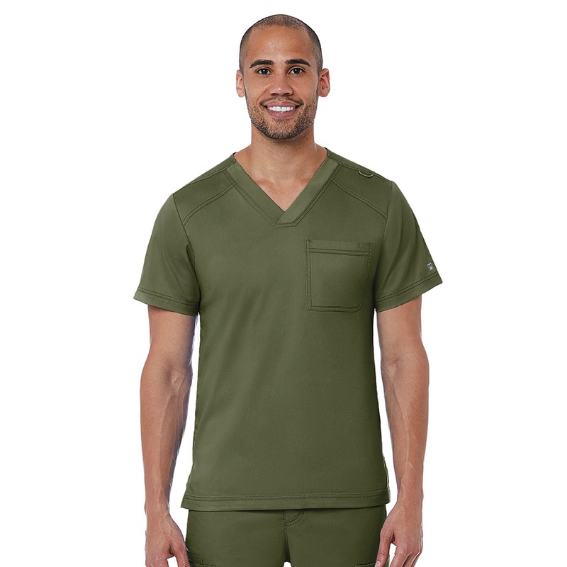 Men's One-Pocket V-Neck Top - 5501 - Olive