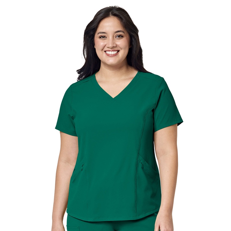 Women's Four-Pocket V-Neck Top - 6134 - Hunter