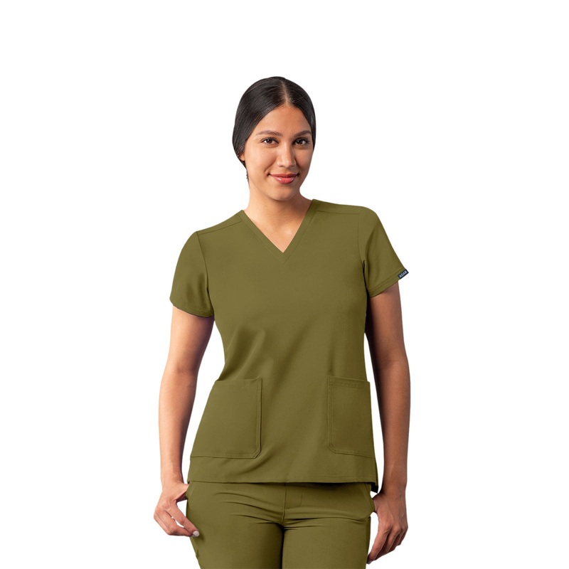 Women's Multi-Pocket V-Neck Top - A6008 - Martini Olive