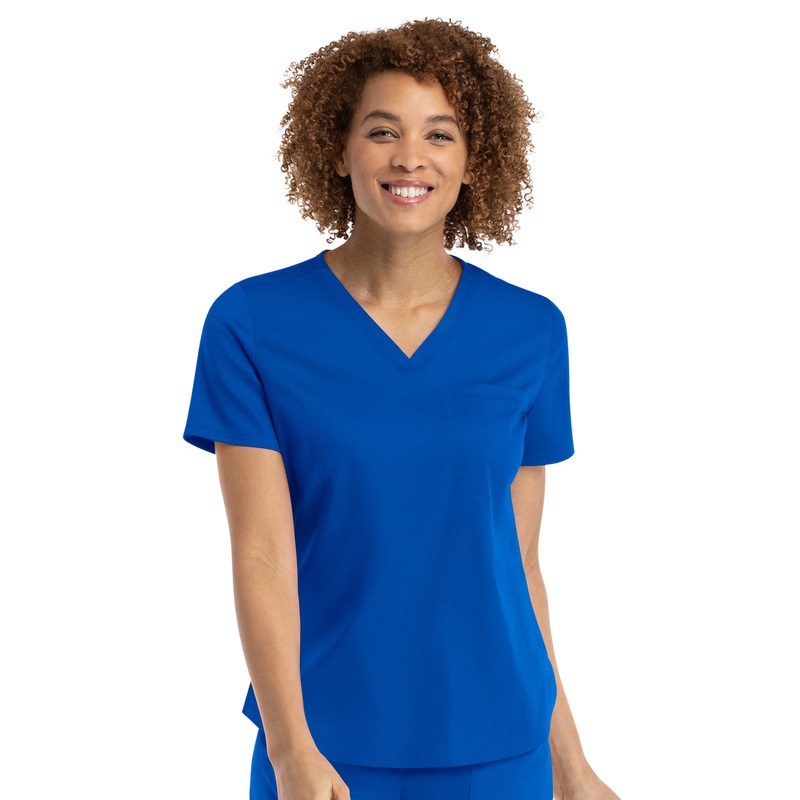 Women's One-Pocket V-Neck Tuck-In Top - 3503 - Royal Blue