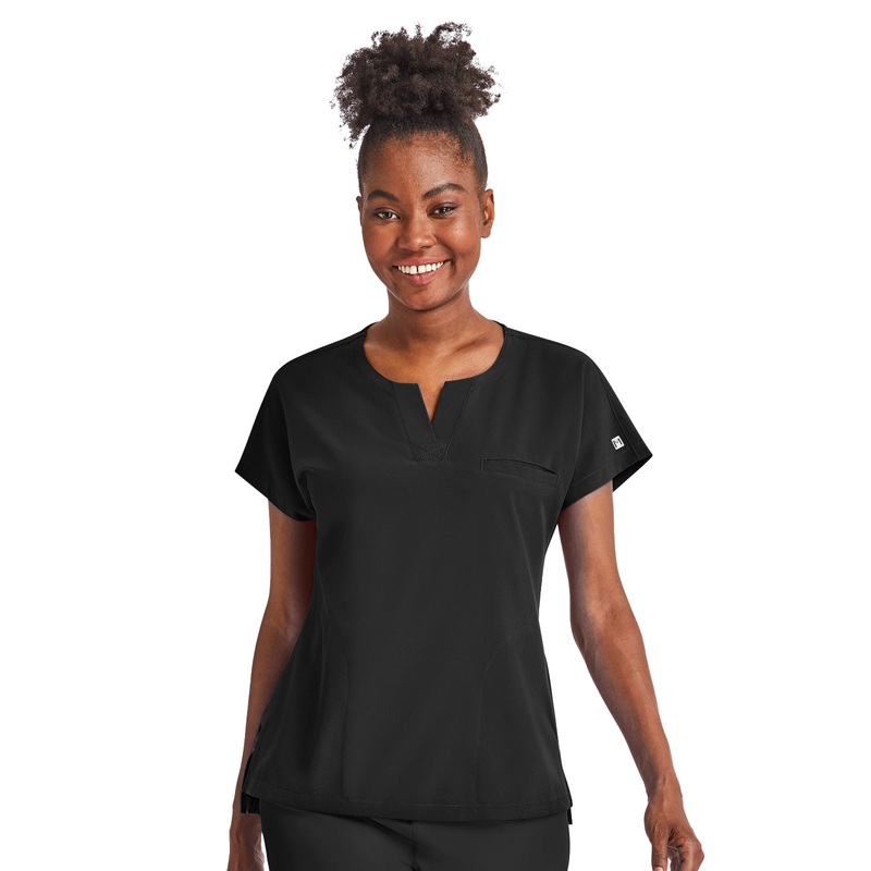 Women's Three-Pocket Notched Neck Dolman Top - 4540 - Black