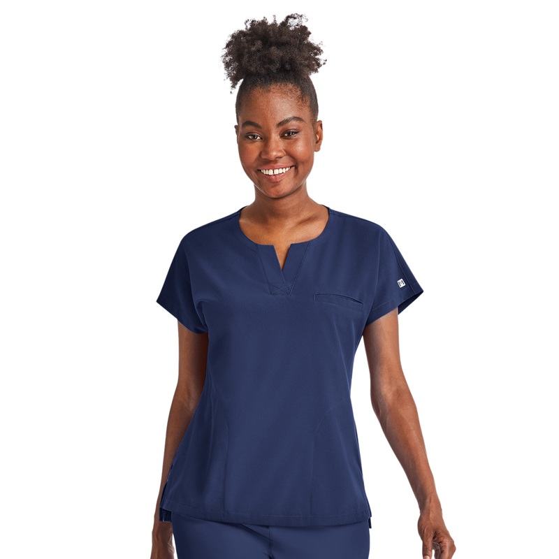 Women's Three-Pocket Notched Neck Dolman Top - 4540 - Navy