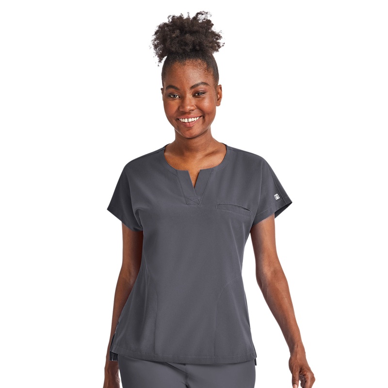 Women's Three-Pocket Notched Neck Dolman Top - 4540 - Pewter