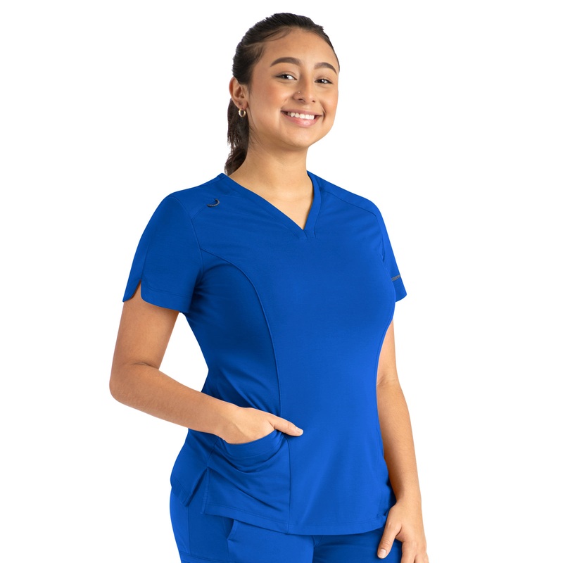 Women's Two-Pocket Tulip-Neck Top - 20302 - Royal Blue