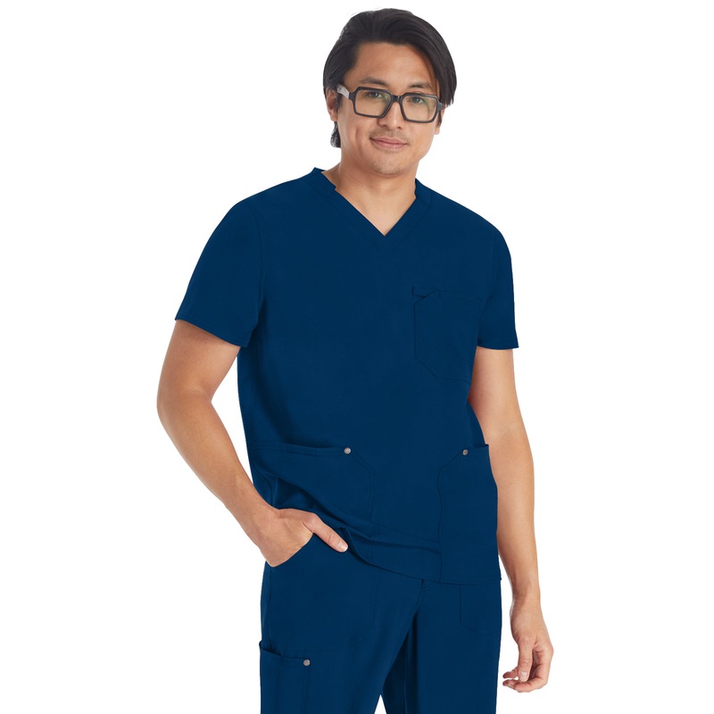 Men's 3-Pocket V-Neck Top - DK677 - Navy