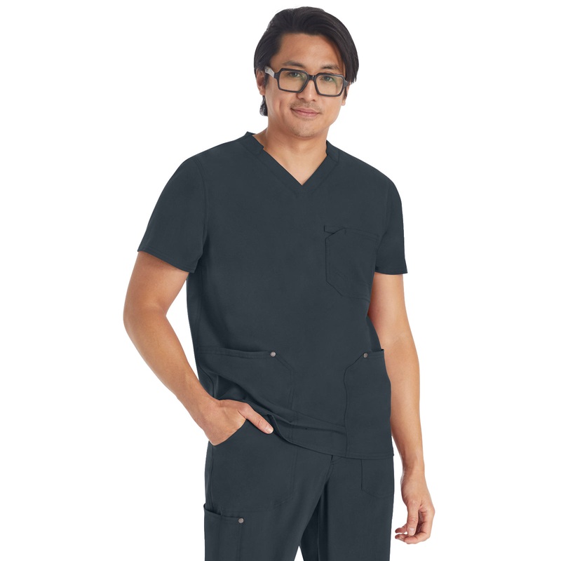 Men's 3-Pocket V-Neck Top - DK677 - Pewter