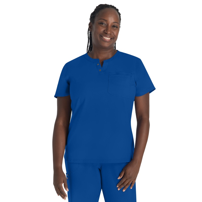 Women's 1-Pocket Henley Top - DK681 - Galaxy Blue