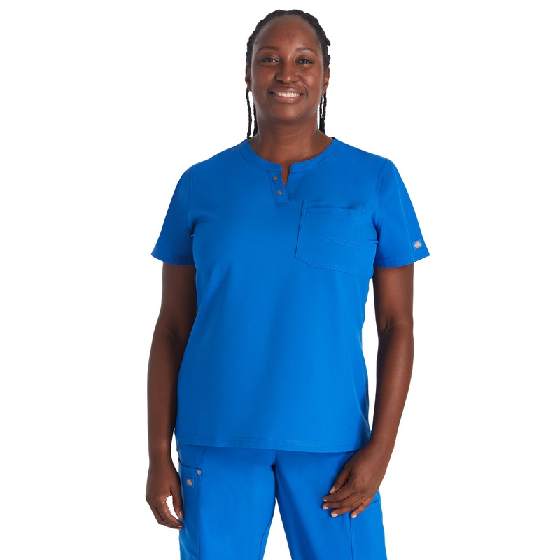 Women's 1-Pocket Henley Top - DK681 - Royal