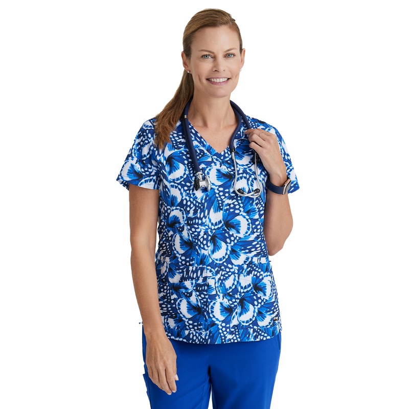Women's Print Top - GRST154 - Butterfly Blues