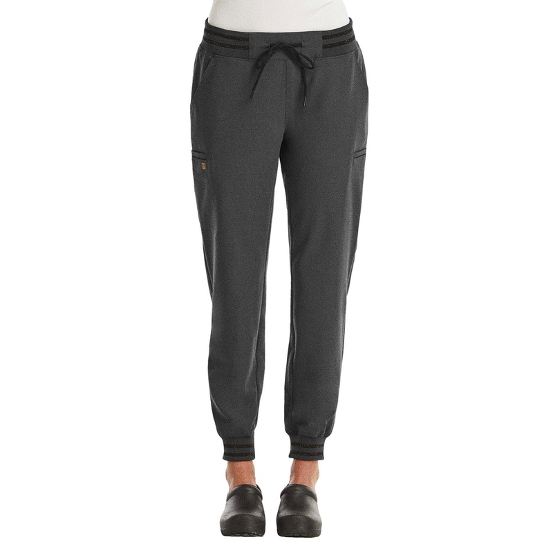 Women's Six-Pocket Full Waistband Jogger Pant - 6902 - Heather Grey