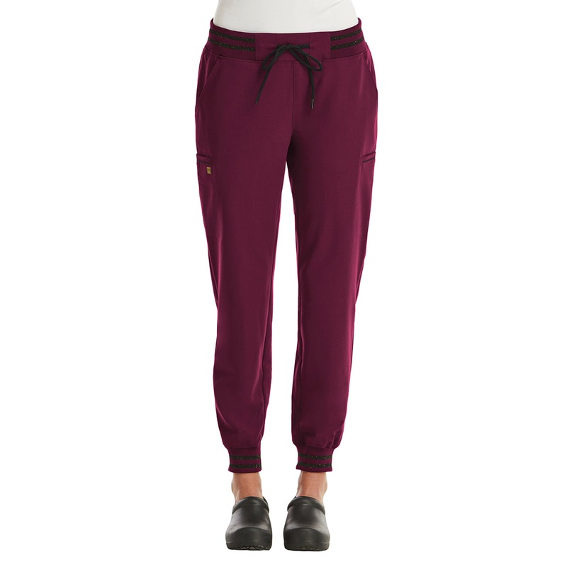 Women's Six-Pocket Full Waistband Jogger Pant - 6902 - Wine