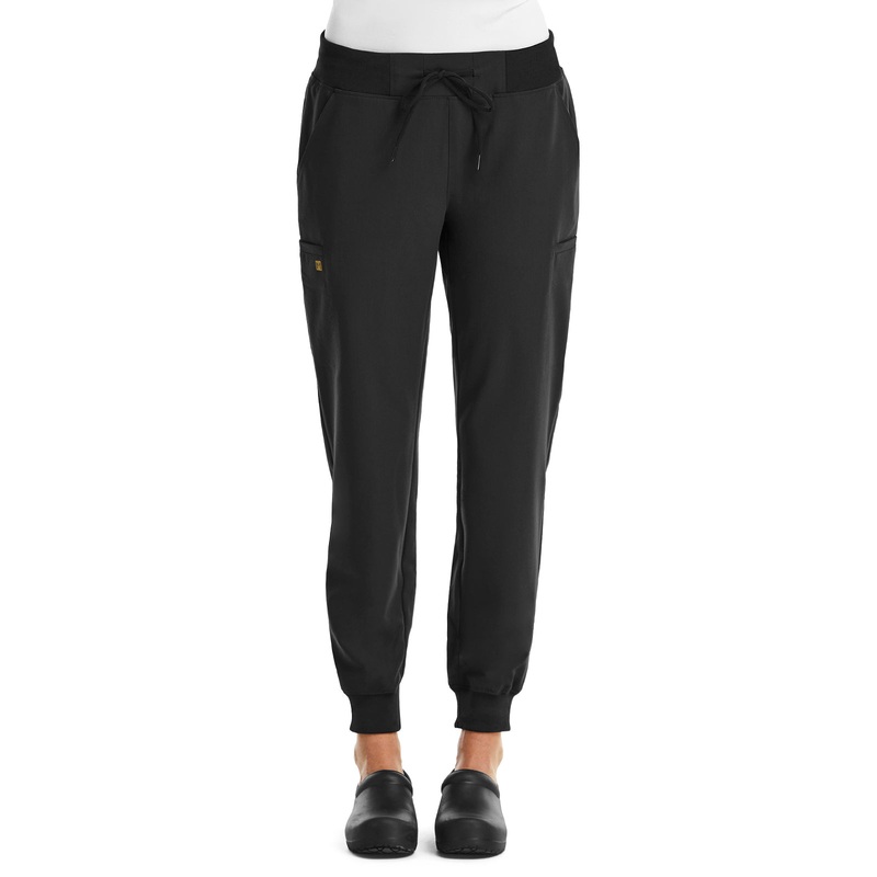 Women's Six-Pocket Mid Rise Convertible Drawcord Jogger Pant - 6903 - Black