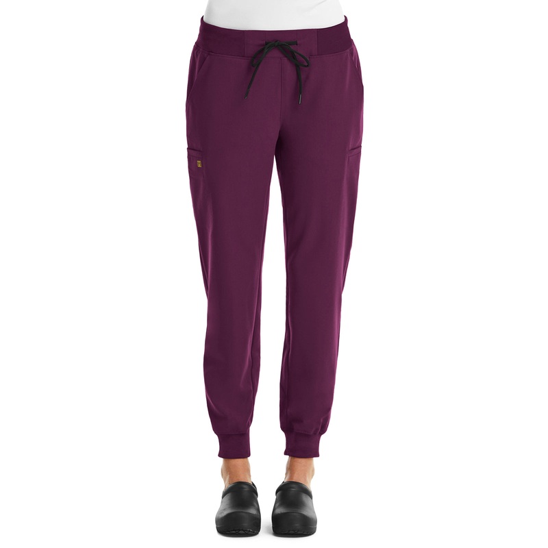 Women's Six-Pocket Mid Rise Convertible Drawcord Jogger Pant - 6903 - Wine