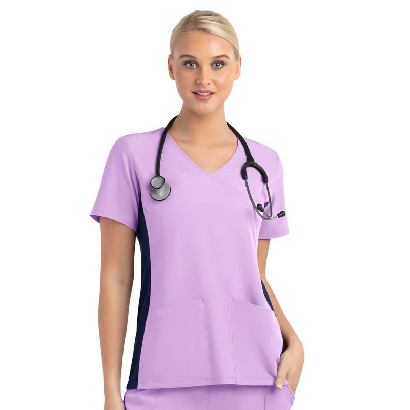 Women's Two-Pocket Mock Wrap Top - 4520 - Orchid Bouquet