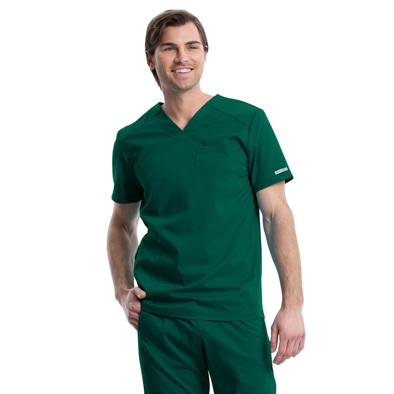 Men's 2-Pocket V-Neck Top - WW603 - Hunter Green