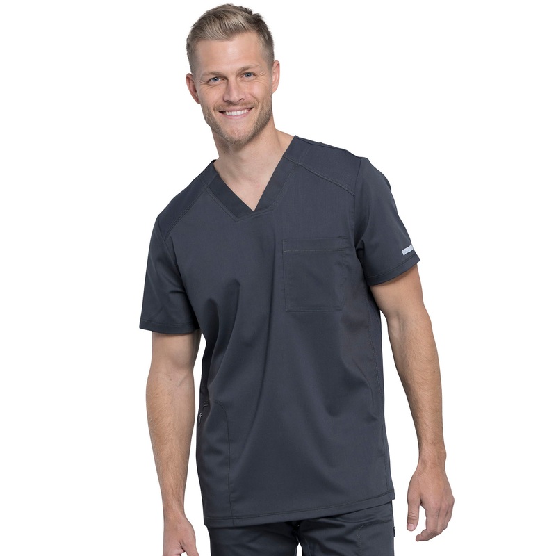 Men's 2-Pocket V-Neck Top - WW603 - Pewter