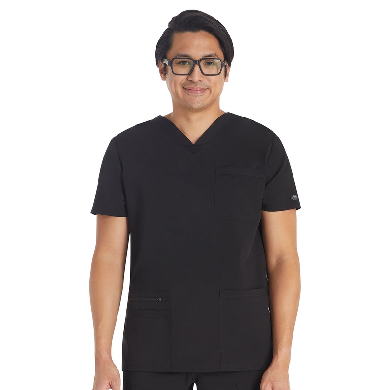 Men's 4-Pocket V-Neck Top - DK672 - Black