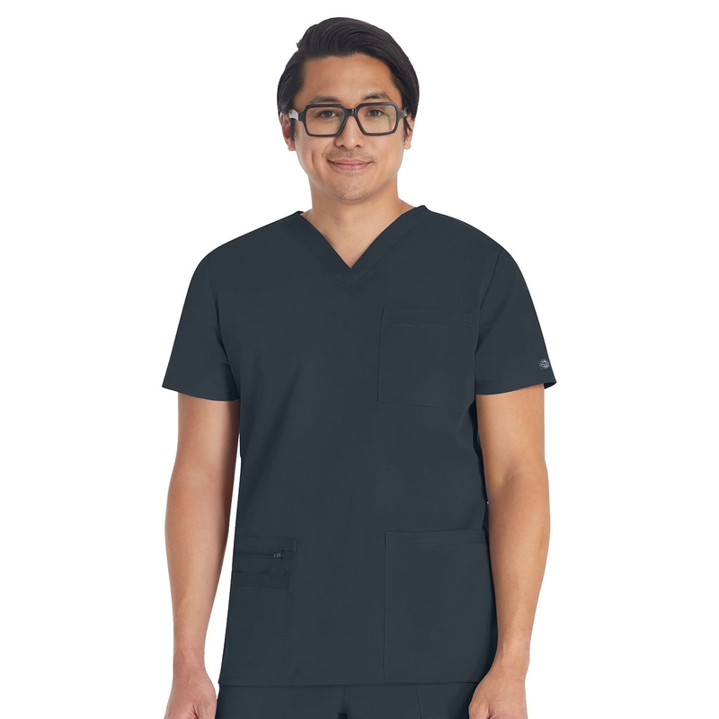 Men's 4-Pocket V-Neck Top - DK672 - Pewter