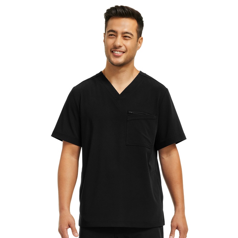 Men's 4-Pocket V-Neck Top - WT151 - Black