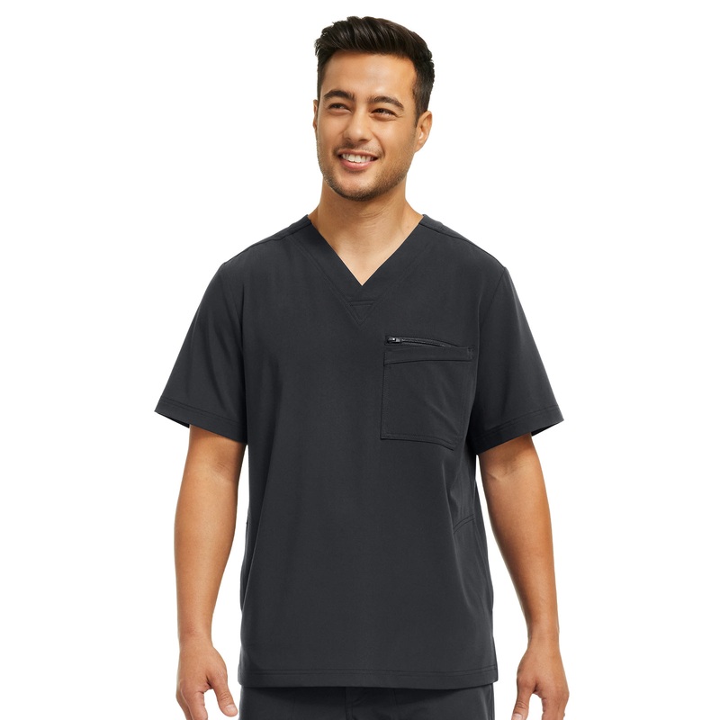 Men's 4-Pocket V-Neck Top - WT151 - Pewter