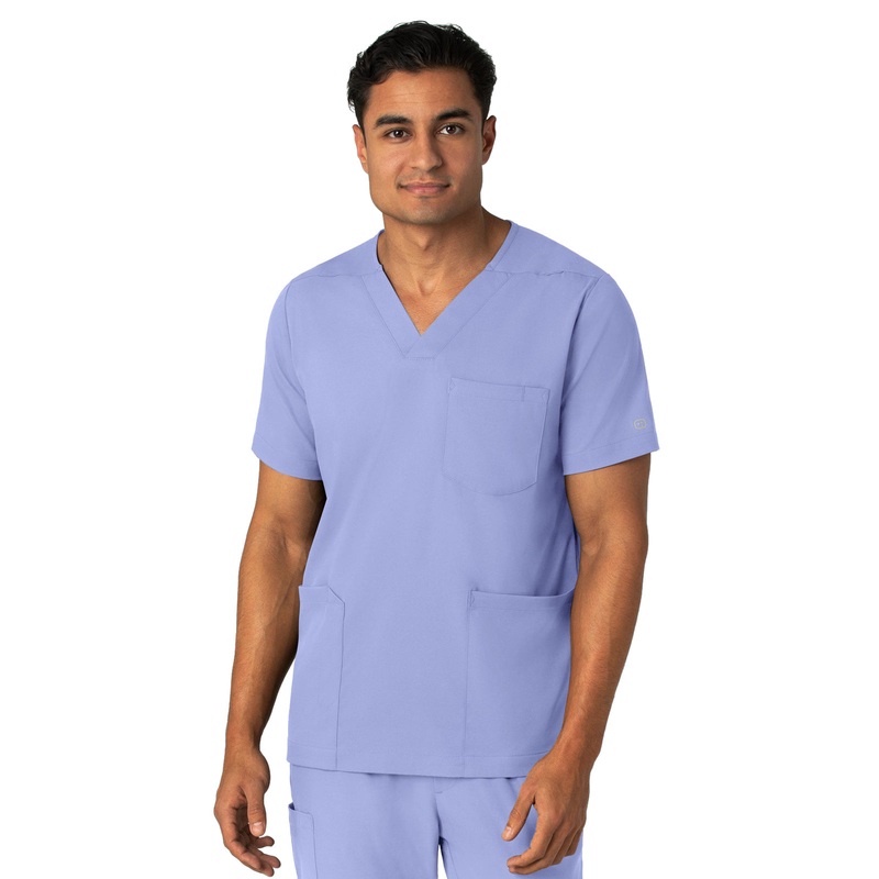Men's Four-Pocket V-Neck Top - 6351 - Ceil Blue