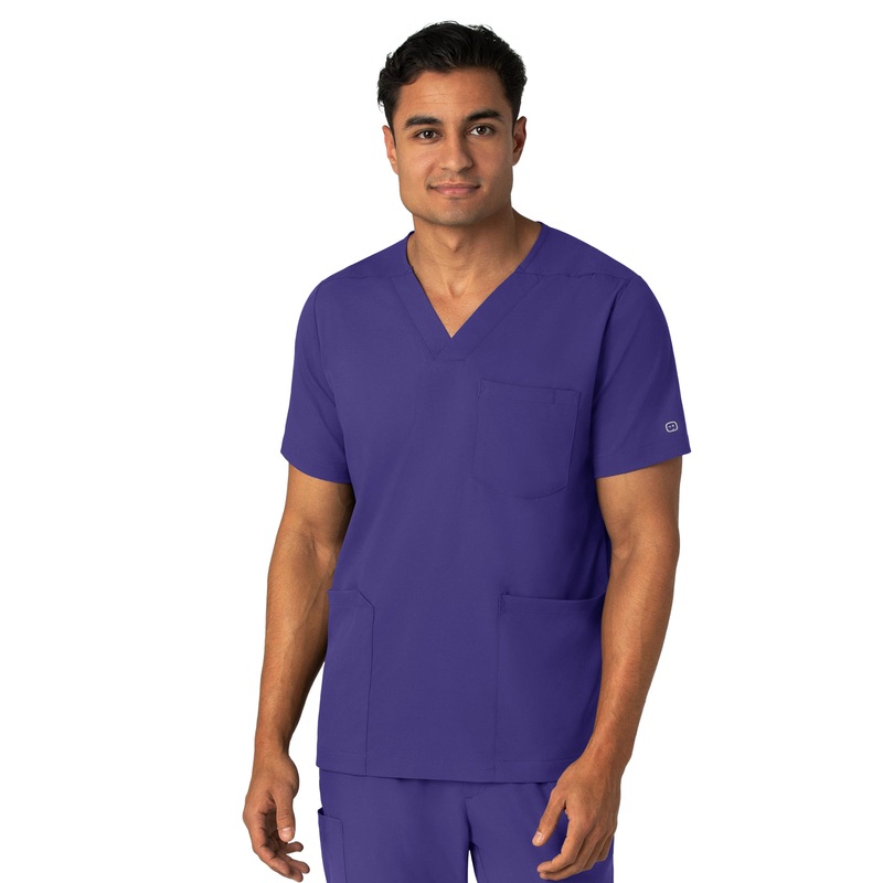 Men's Four-Pocket V-Neck Top - 6351 - Grape