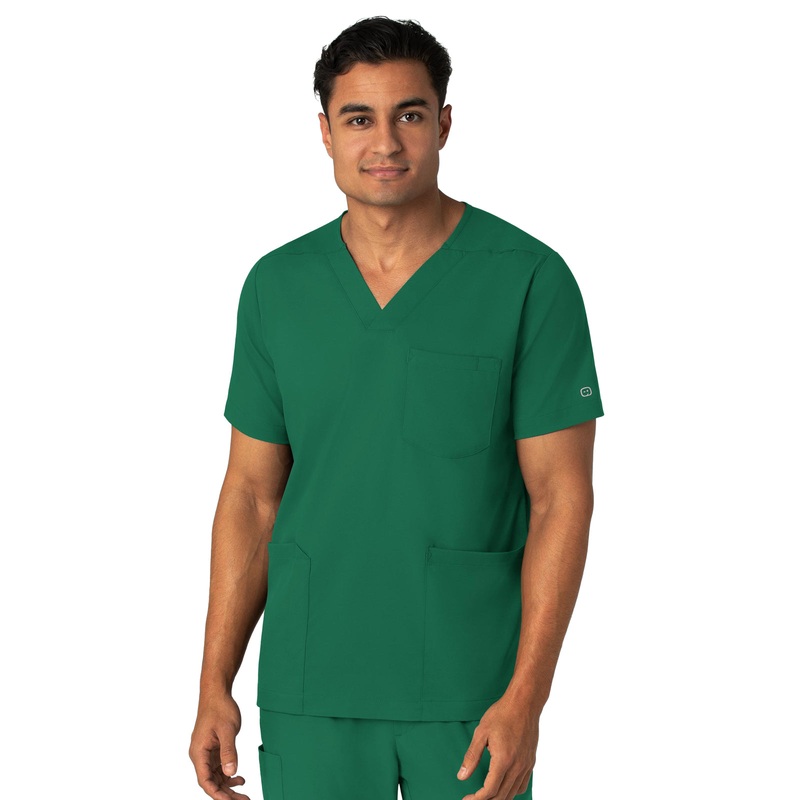 Men's Four-Pocket V-Neck Top - 6351 - Hunter