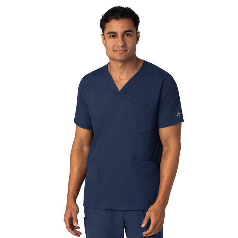 Men's Four-Pocket V-Neck Top - 6351 - Navy
