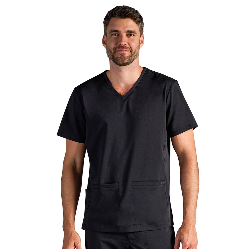 Men's Vincent V-Neck Top - 606A - DBlack