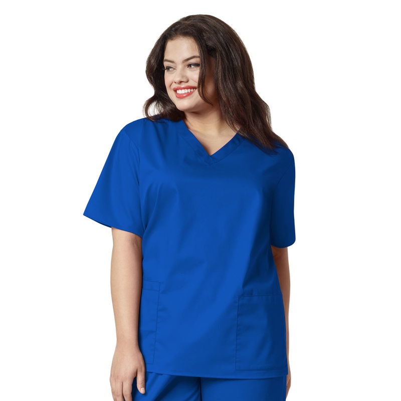 Women's Four-Pocket V-Neck Top - 101 - Royal