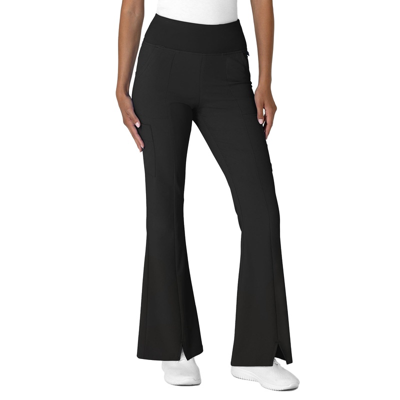 Women's Seven-Pocket Front Slit Flare Pant - 5534 - Black
