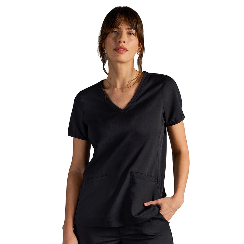 Women's Vivian V-Neck Top - 604A - DBlack