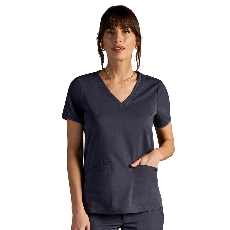 Women's Vivian V-Neck Top - 604A - DPewter