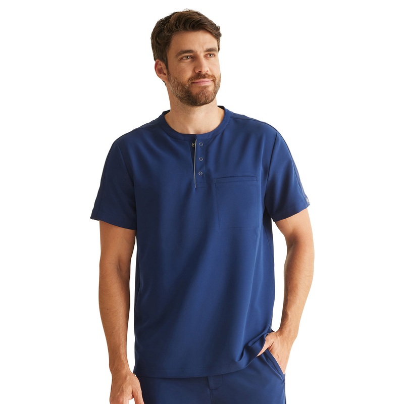 Men's 1-Pocket Shane Mandarin Collar Top - 701 - Navy