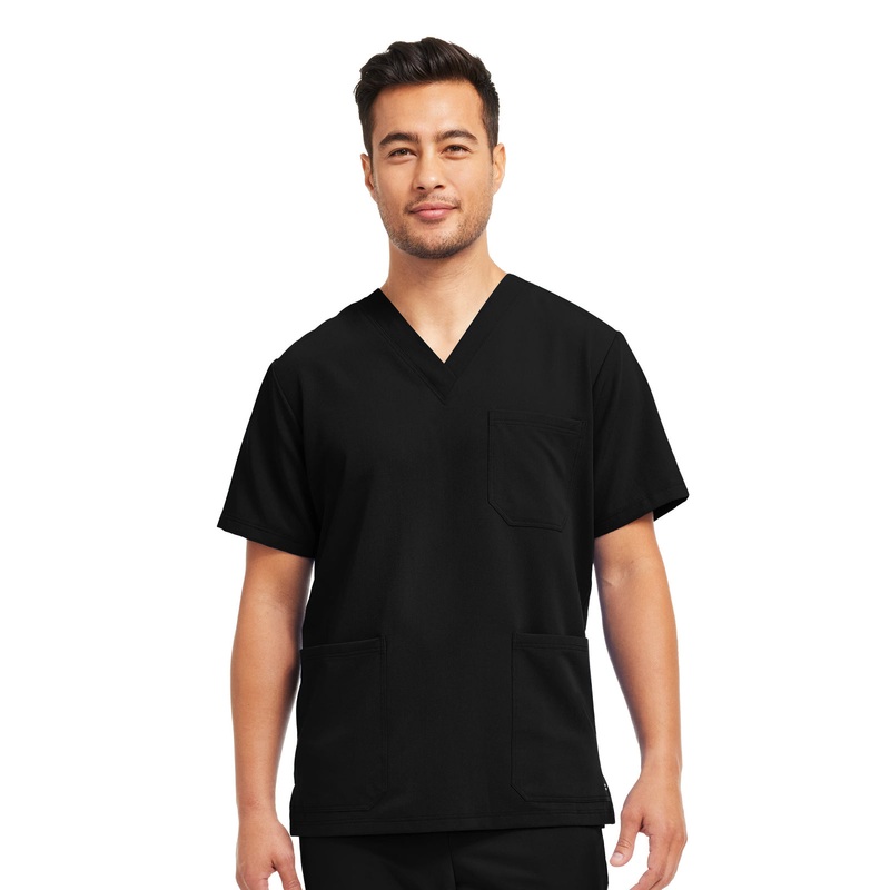 Men's 3-Pocket V-Neck Top - WT149 - Black