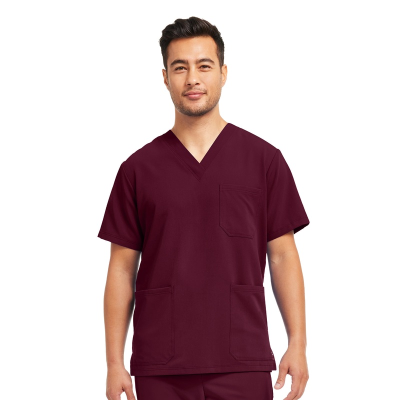 Men's 3-Pocket V-Neck Top - WT149 - Wine