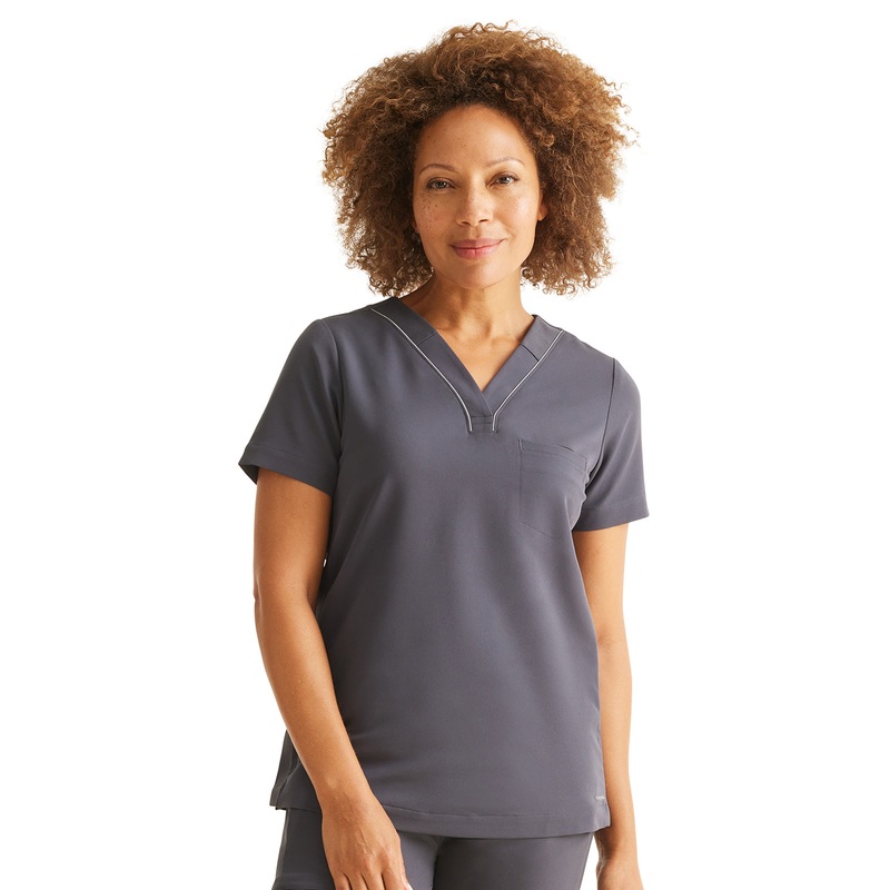 Women's 1-Pocket Stella V-Neck Top - 700 - Pewter